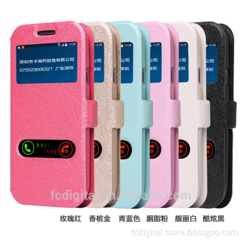 QWD factory price premium touch screen rotating view window color leather flip phone case for samsung s3